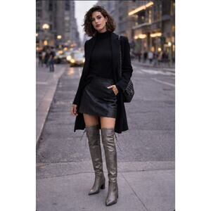 Donald Pliner Leore Over-the-Knee Boot Pewter Gray Size 9 M OTK MSRP $400